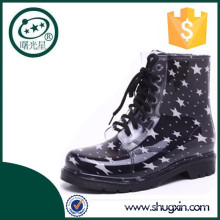 Femmes cow-boy style étoile point court talons plats nouvelles chaussures bottes de pluie taizhou B-817
